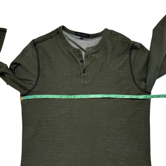 ROBERT BARAKETT Lambert Long Sleeve Henley Olive Green Size Small Mens #RB12047 - Picture 5 of 7